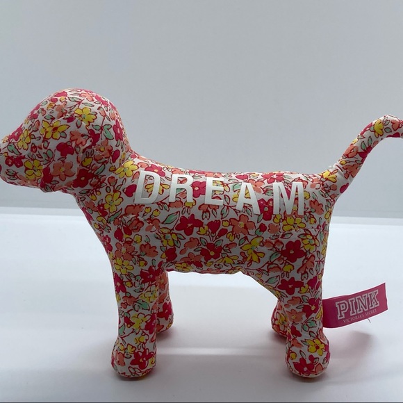 NWT Victoria's Secret PINK Collectable Display Floral Print Stuffed Plush Dog - Picture 3 of 8